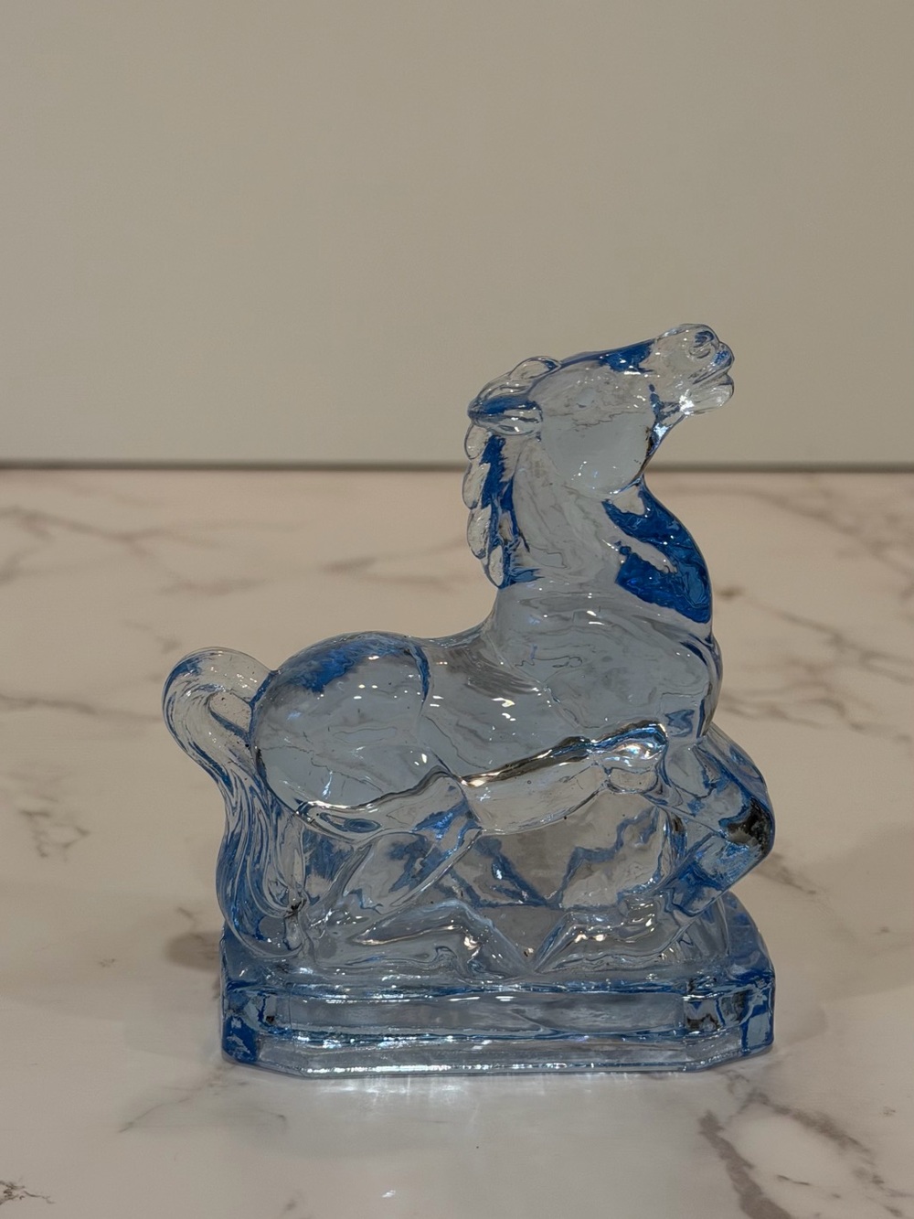 Vintage Boyd Crystal Art Glass Joey the Horse Figurine Willow Blue 1980